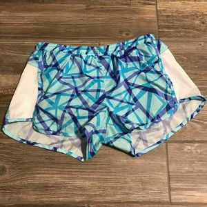 BLUE GEOMETRIC RUNNING SHORTS